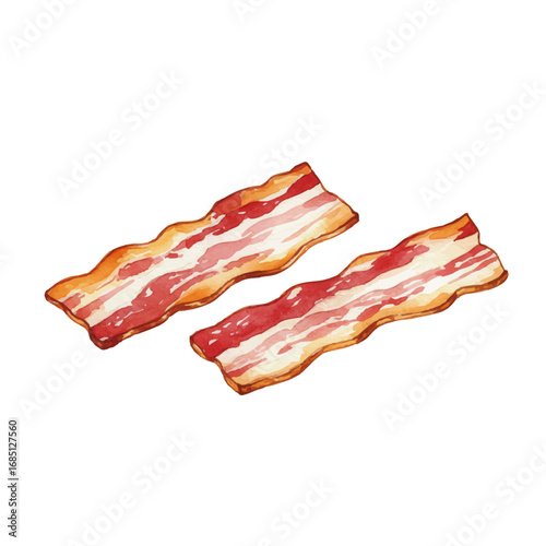 Vector watercolor processed meat / 水彩テイストの加工肉（ベーコン）イラスト