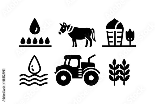 Set of agriculture and farming vector icons