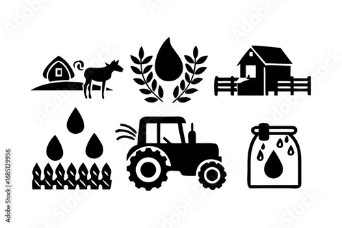 Set of farm and agriculture vector icons