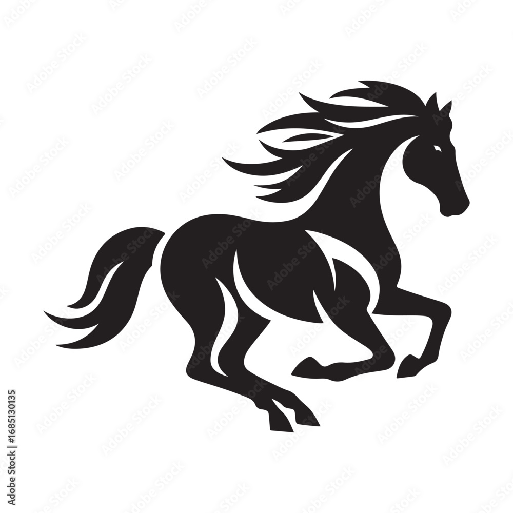 Fototapeta premium horse running vector silhouette clip art logo design illustration 