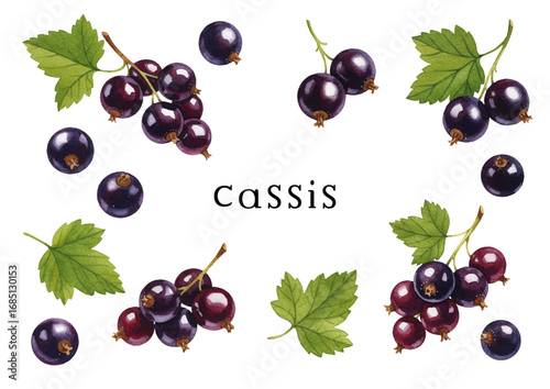 Vector watercolor Cassis / 水彩テイストのカシスイラスト