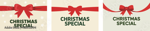 Festive holiday promotion featuring a red ribbon and bow with 'Christmas Special' text.