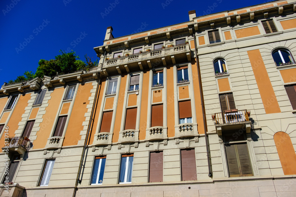 Obraz premium Residential buildings along via Monte Bianco in Milan, Italy