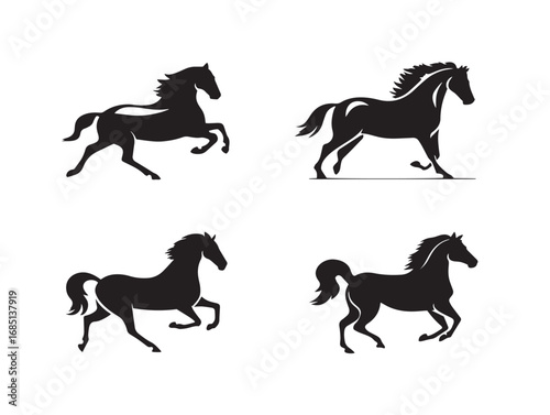 Elegant Horse Silhouette Icons For Ranch Lifestyle Branding