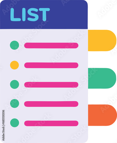 Todo list with colorful checkmarks and tabs