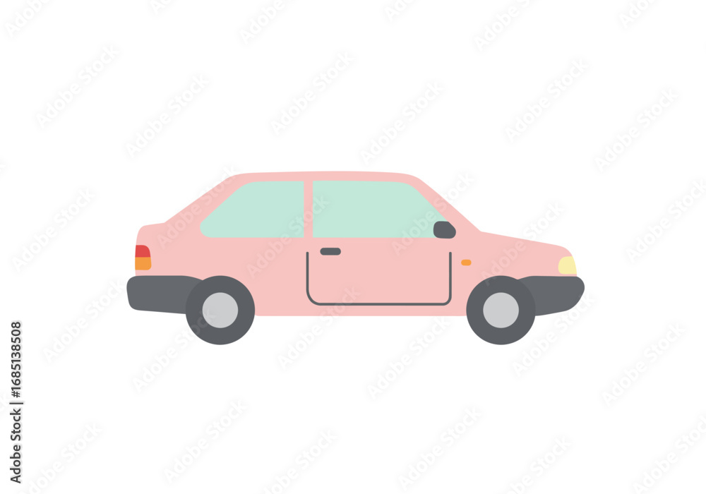 Fototapeta premium A Simple Pink Two Door Car Illustration with Clean Lines and Minimalist Design Perfect for Transportation Graphics