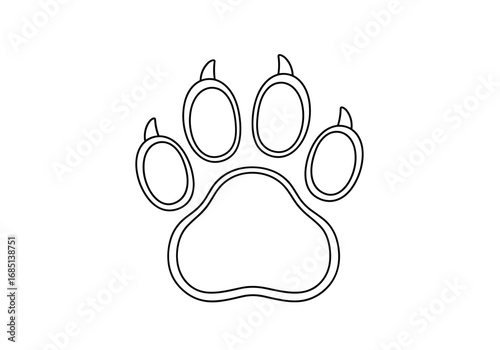 Simple stylized outline drawing of a mammal paw print showing five toes and a large pad