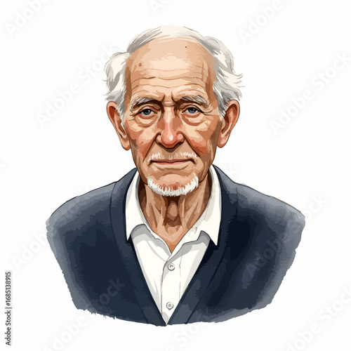 Watercolor Portrait of an Old Man