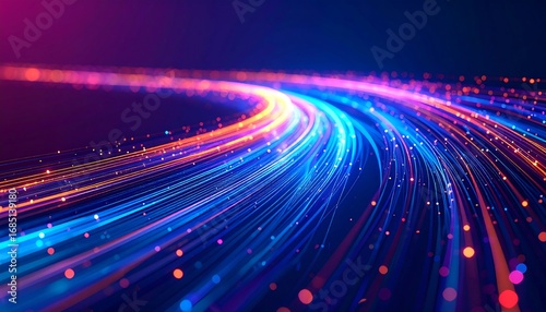 Abstract vibrant glowing lines swirling in a circle