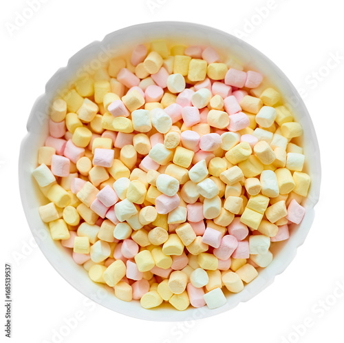 marshmallows in a white bowl no background vector
