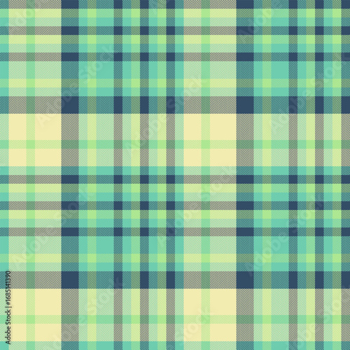 Foot seamless plaid textile, shape pattern background texture. Lady fabric check vector tartan in teal and blue colors.