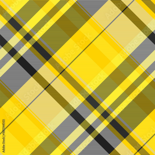 Vibrant yellow and grey tartan pattern. Dynamic, textile design. Perfect for backgrounds, fabrics, or graphic projects needing a modern, eyecatching texture.