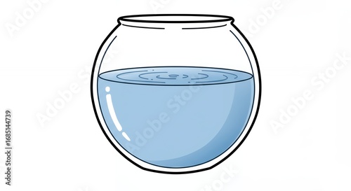 Round glass bowl with water