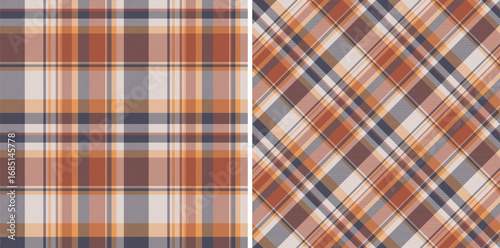 Textile fabric seamless of tartan check plaid with a background vector texture pattern. Set in fall colors. Chic home decor ideas.