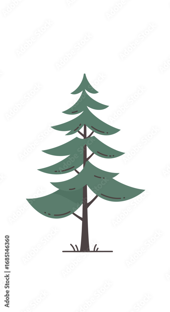 Obraz premium Charming evergreen tree illustration perfect for holiday cards and festive designs, adding a touch of nature to your projects with rustic charm