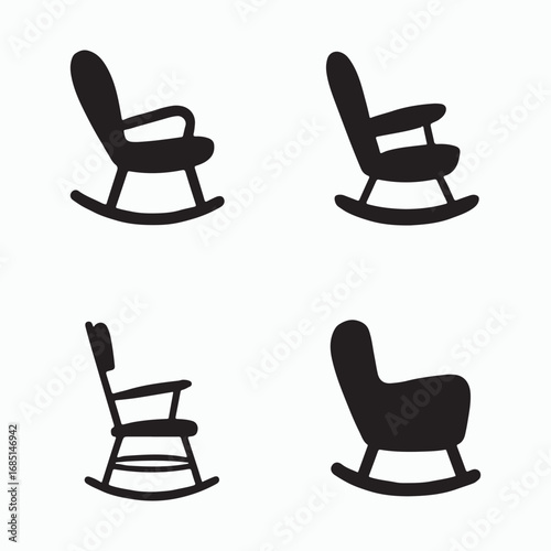 Modern Rocking Chair Solid Glyph Icons