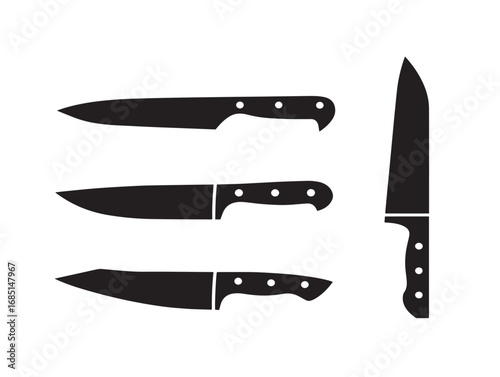 Classic knife silhouette icons collection modern vector art