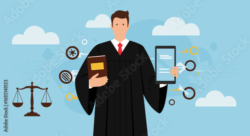 Lawyer and Legal Services Illustration, vector illustration