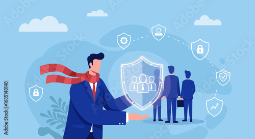 Business Protection and Security Illustration