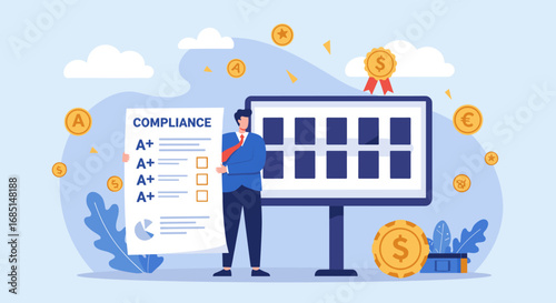 Business Presentation and Data Analysis Chart Display Vector Illustration