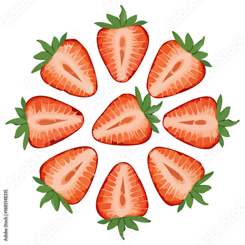 Circular Strawberry Arrangement — Vector Illustration