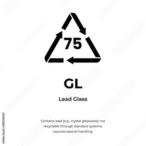 Lead Glass Recycling Symbol, GL Code 75