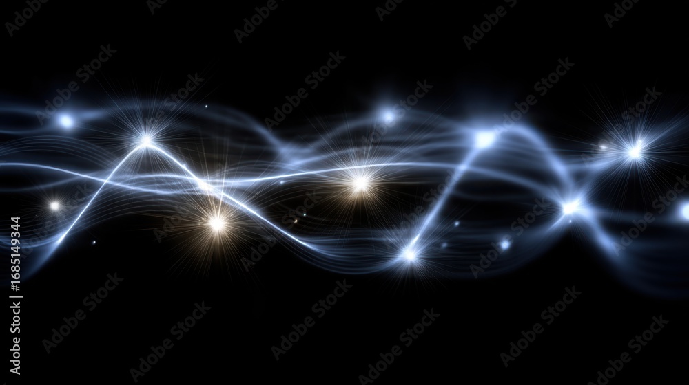 Fototapeta premium Dynamic light waves abstract art digital illustration dark background close-up view visual energy concept
