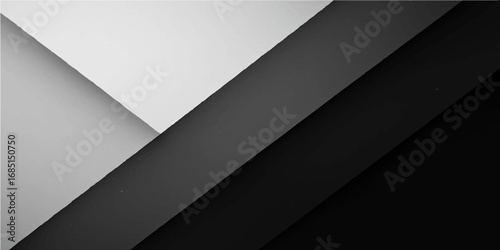 Geometric 3D illustration of a black and white striped metal sheet with an abstract curl pattern, ideal for a vector business backdrop or banner design