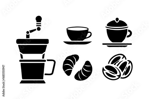 Coffee and pastry icons in vector format