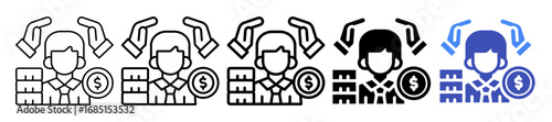 Employee Insurance Icon In 5 Different Styles Set Collection