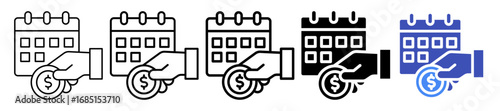 Commission Pay Icon In 5 Different Styles Set Collection