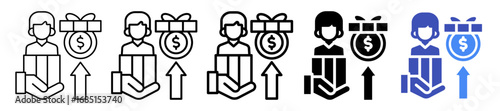 Referral Bonus Icon In 5 Different Styles Set Collection