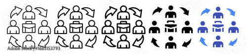 Employee Engagement Icon In 5 Different Styles Set Collection