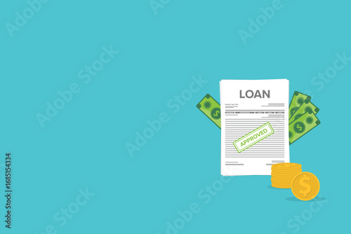 Finance management. Loan agreement. Mortgage money credit. Loan disbursement, quick loan service, easy credit.	