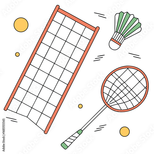 Flat design badminton equipment set vector