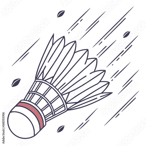 Shuttlecock in motion speed lines vector