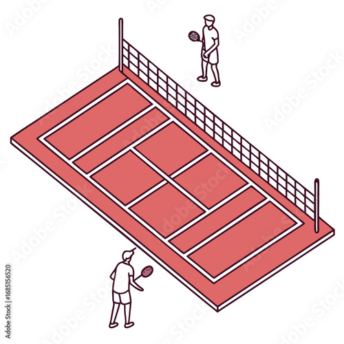 Vector of badminton court and net flat icon style