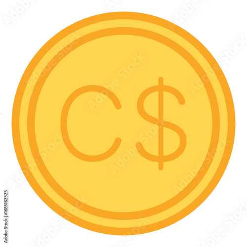 canadian dollar coin flat icon