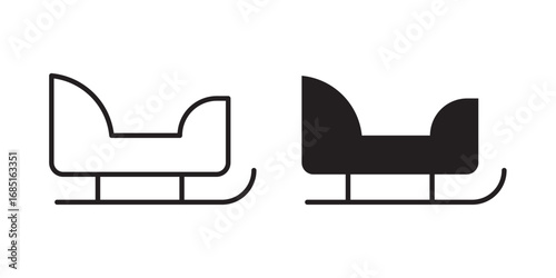 Sled icon . Vector illustration with stroke and fill on a white background.
