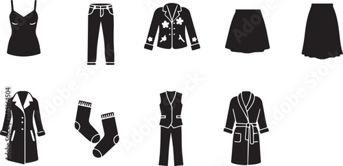Assortment Of Clothing Items And Accessories In Silhouette Form fashion apparel