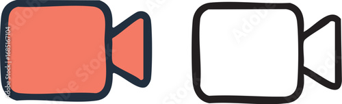 Hand Drawn Video Camera Icon Set.