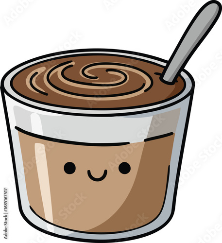 Cute cartoon illustration of a coffee drink with a smiling face