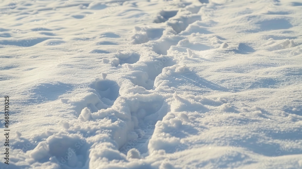 Obraz premium Treading through deep snow, leaving distinct footprints