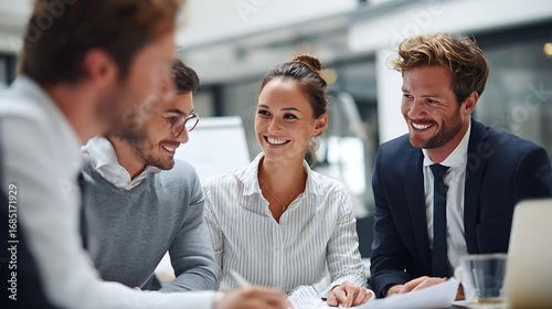 A group of employees discussing strategies for increasing profitability (1)