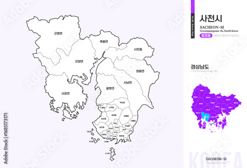 경상남도 사천시 법정동 윤곽선 지도