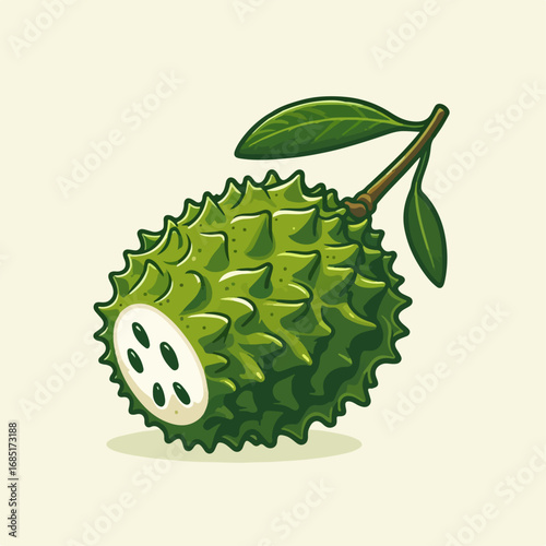 Illustration of soursop fruit and its parts