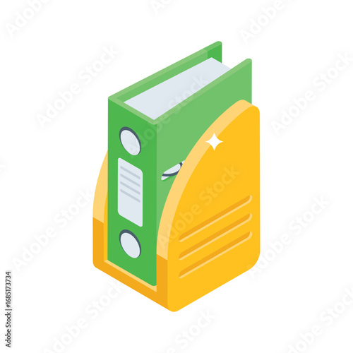 Handy isometric style icon of courtroom binder documents