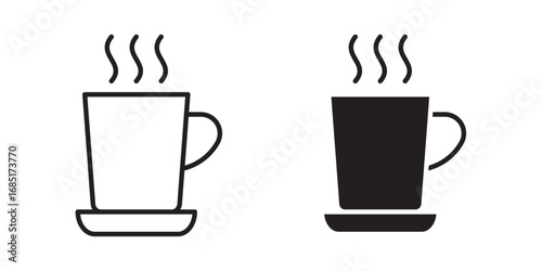 Hot Coffee Mug icon .Coffee mug line icon for infographic, website or app. Scalable icon designed on a grid system. Vector illustration with stroke and fill on a white background.