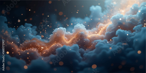 An abstract blue space nebula with cosmic star clouds in the night sky