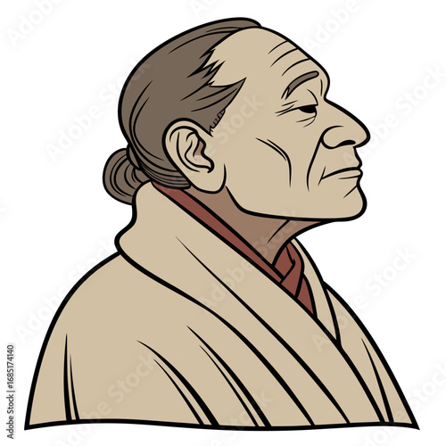 Elderly indigenous man in a position of wisdom.
